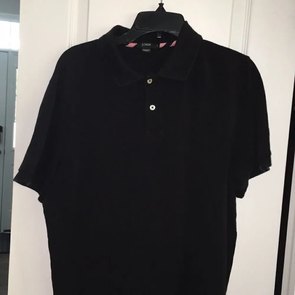 Black Pink trim J. Crew Polo Golf Polo shirt L vintage retro hipster